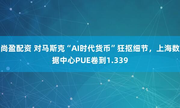 尚盈配资 对马斯克“AI时代货币”狂抠细节，上海数据中心PUE卷到1.339