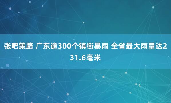 张吧策路 广东逾300个镇街暴雨 全省最大雨量达231.6毫米